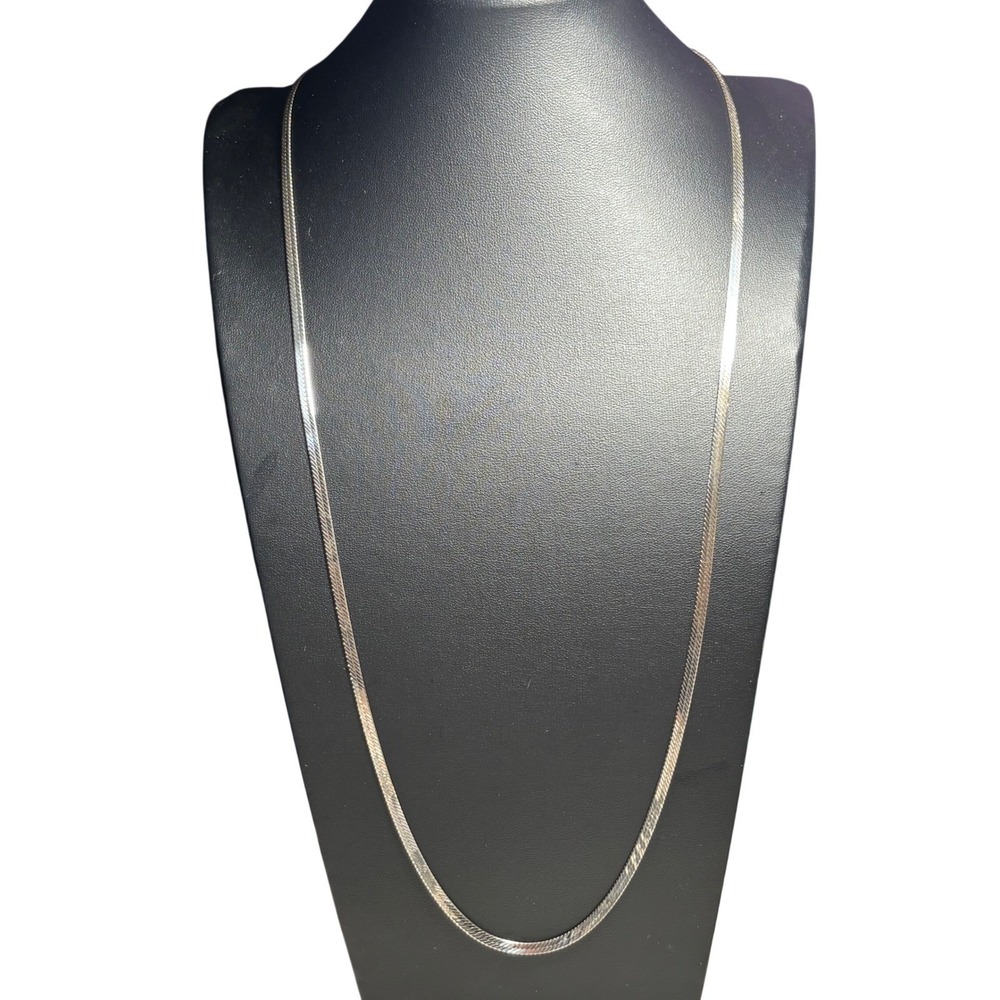 Italian Herringbone Necklace 3.5mm‎ Silver Italian Flat Snake Chain